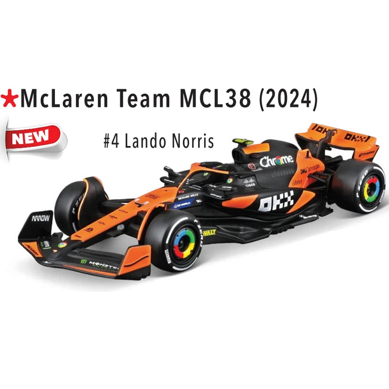 New  Bburago 1:43 2024 F1 Mclaren MCL38 Singapore #4 Norris #81 Piastri Formula Car