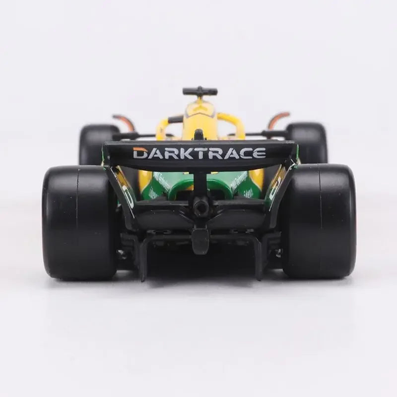 Bburago 1:43 McLaren Monaco Grand Prix diecast model featuring #4 Lando Norris and #81 Daniel Ricciardo, 2024 F1 collectible.