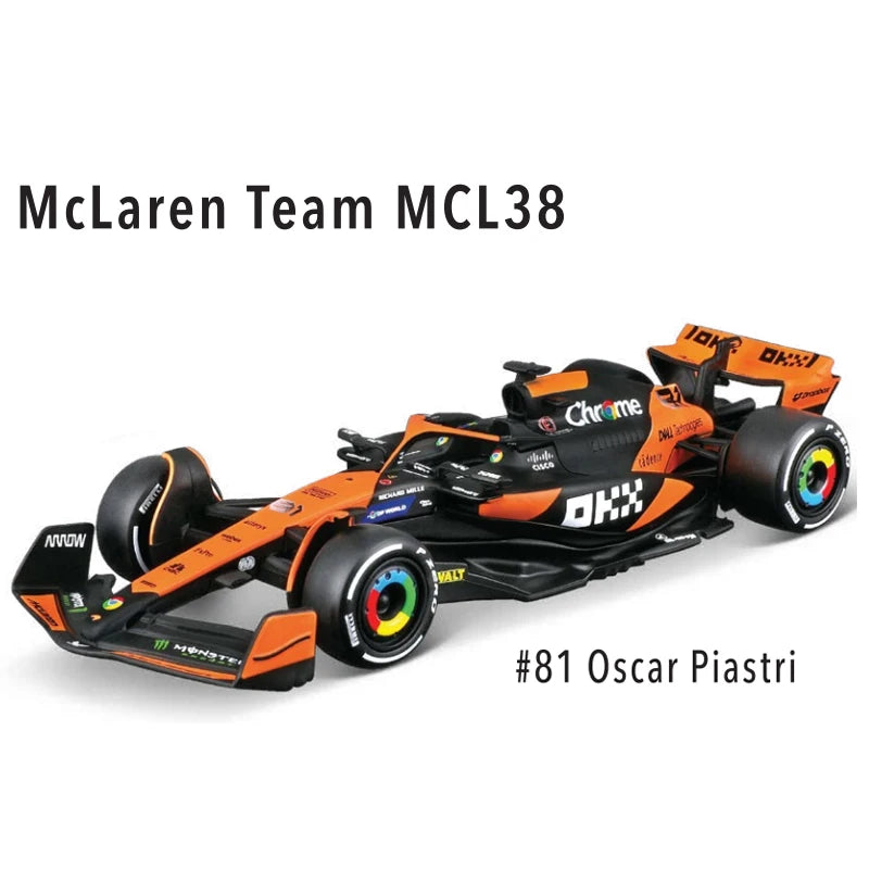 New  Bburago 1:43 2024 F1 Mclaren MCL38 Singapore #4 Norris #81 Piastri Formula Car